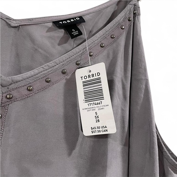 Torrid Grey Challis Studded Swing Cami Plus Size 5X 28W Soft Goth Indie Sleaze - Picture 9 of 9